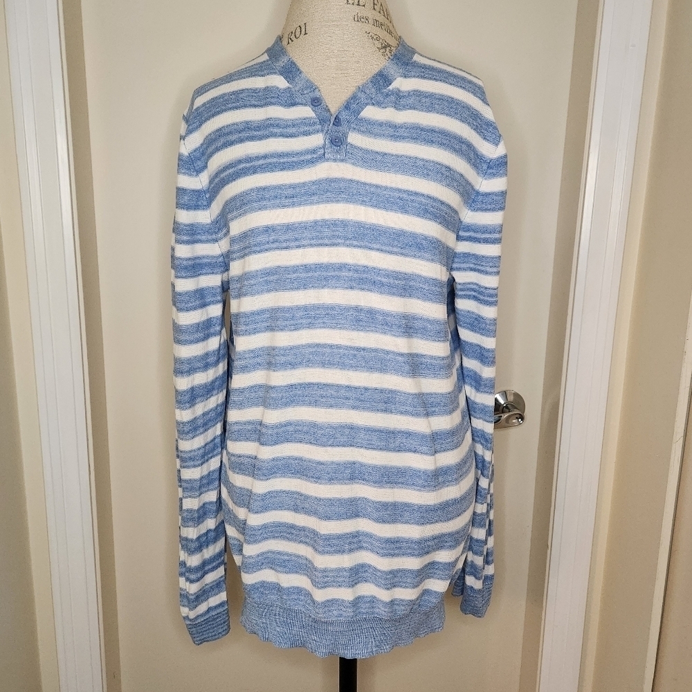 Men's Stripe Knit Long-John Sweater Top